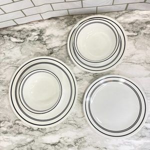 Corelle Classic Cafe Black Stripe Set of 5 Black and White VTG
